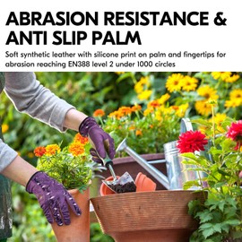 Vgo... Gardening Gloves Women in Leather, Work Gloves Gauntlet Thorn Proof for Yard Garden Agriculture, 1 pair