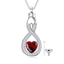 Sterling Silver Infinity Urn Necklace for Ashes, Infinity January Birthstone Cremation Jewelry for Ashes for Women Keepsake Memorial Jewelry Gift