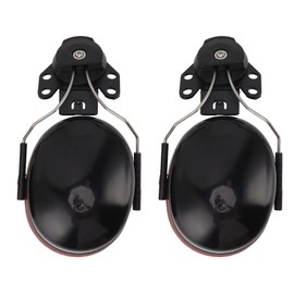 Hard Hat Earmuffs Noise Blocking Hearing Protection Adjustable Helmet Ear Muffs for Construction Site Workers Black Red