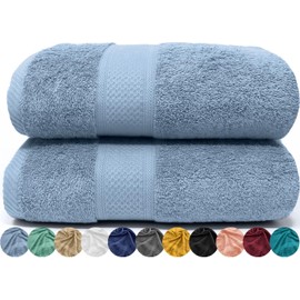 LEBENGOOD - Shower Towel Set Premium Cotton 550gsm 2 Pack (70 x 130) Extra Soft, Absorbent and Durable (2 70 x 130 Skies)