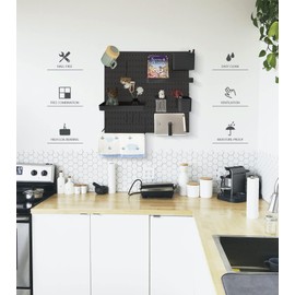 JoyBHole Pegboard Combination Kit and 13 Accessories(Shelf Hook Brackets Container) No Punching for Garage Kitchen Living Room Bathroom Office 22"x22",Pegboard Wall Organizer (Upgraded)