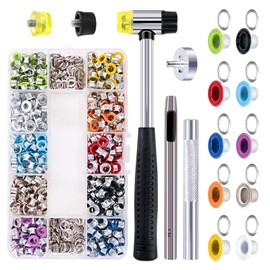 500 Sets Grommet Kit, 10 Colors 3/16 Inch Grommet Setting Tool Metal Eyelets Set with Installation Tools and Storage Box, Grommet Setting Tool for Leather Cloth Shoe Bags Crafts