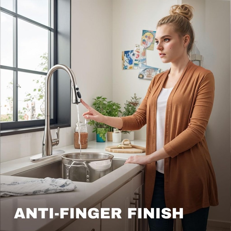 Touchless Kitchen Faucet with Pull Down Sprayer Brushed Nickel, Single
