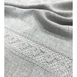 GOHD Yesterday Again Small Curtain Tiers with Hollow Crochet lace,Simple and Unique Valance,Vintage Chic Textured,3size(36",Grey)