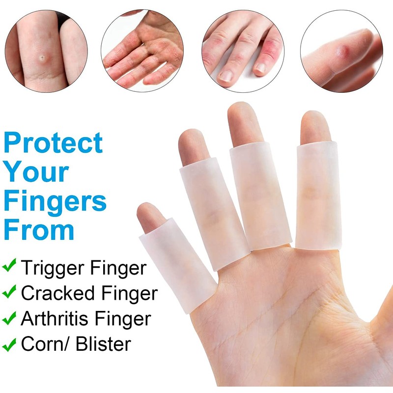 Sumifun Finger Sleeves, 8PCS Gel Thumb Finger Tubes for Arthritis,