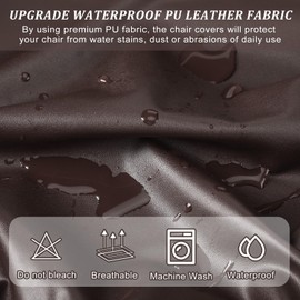 PU Leather Dining Bench Cover Stretch Waterproof Rectangle Bench Slipcover 48" x 18" x 4" Washable Seat Cushion Protector for Dining Living Room Bedroom Kitchen Hotel Banquet