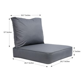 Covers & All Outdoor Seat Cushion Set (Seat + Back) for Patio Furniture, Pack of 2, Water Repellant Replacement Chair Cushions (Charcoal Gray, 28.5"x28.5"x5" Seat & 28.5"x19" Back)