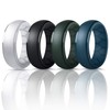 Forthee Silicone Wedding Ring for Men, 4-Pack Breathable Step Edge