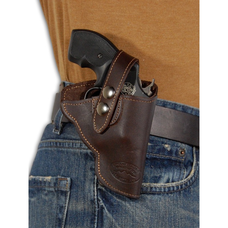 Barsony Brown Leather OW Holster for Snub Nose 2" 22