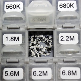 AideTek 0805 Size Surface Mount Resistor SMD SMT 170 Values, 100pc/value 5% Sample Resistor Kit Distributed in BOX-ALL-144 and BOX-ALL-72 Enclosure 10ohm to 1M Designer Kit Free Tweezers