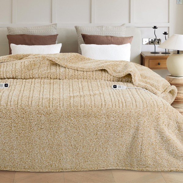 Electric Heated Blanket King 90x100 inches, Fast Heating w/ 10