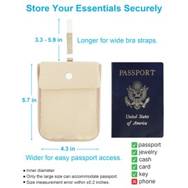 Bamneat RFID-Blocking Travel Bra Wallet, Hidden Money Pouch with Adjustable Elastic Strap, Ideal Secret Pocket Protect Your Passport Credit Cards Valuables