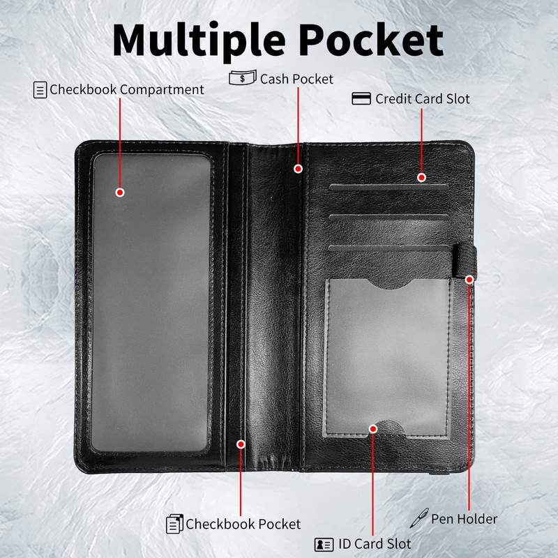 AIRWEE Slim Checkbook Cover for Women, RFID Blocking PU Leather
