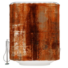 Burnt Orange Waterproof Shower Curtains Set - Extra Long 72 x 96 Inch, Vintage Farmhouse Oil Painting Abstract Art Polyester Fabric Bathroom Curtain with 12 Hooks, Bathroom Accessories, 1 Panel