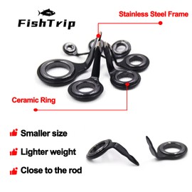 FishTrip Micro Fishing Rod Guides and Tips,130pcs Baitcasting Rods Black Micro Guide Tip Repair Kit,Ceramic Rings Replacement Kit Saltwater Freshwater