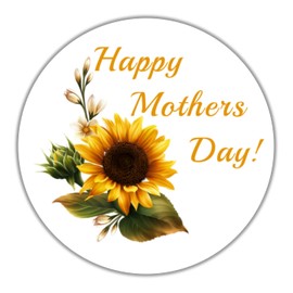 Mothers day stickers, labels, tags, envelope seals, yellow sunflowers (2 inch)