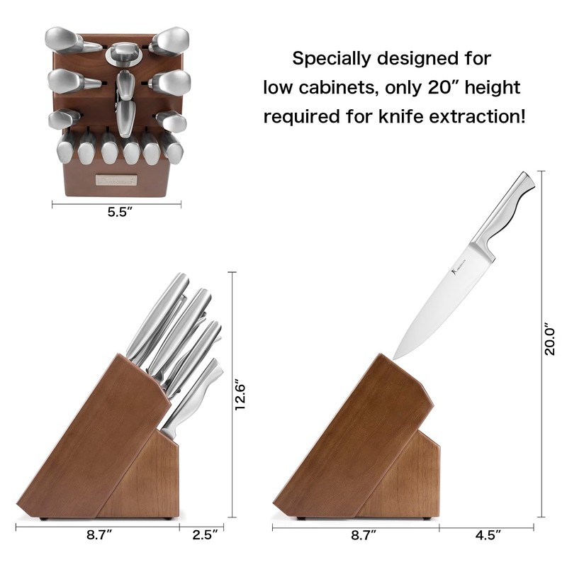 Kangdelun 15 PCS Kitchen Knife Set with Non-Slip Handle, Ultra