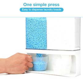 Conwomin Laundry Detergent Dispenser, Wall Mounted Laundry Scent Boosters Beads Dispenser with 2 Cups for Rice, Beans, laundry powder, Stain Remover Powder, Laundry Beads Container (105 oz)