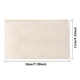 meekoo Paquete de 16 bolsas de cosméticos multiusos con cierre, bolsas de maquillaje de lona, bolsa de aseo de viaje, bolsa de lápices en blanco, bolsa de manualidades (S, beige)