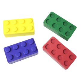 Curious Minds Busy Bags 4 Building Brick Block Stress Balls Small Novelty Toy - Party Favors
