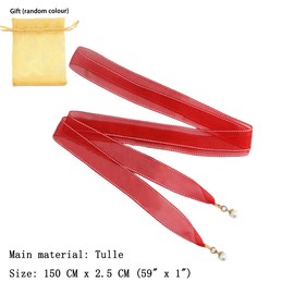 FAIRYGATE Tie Belt Wedding Sash Belts Pearl Belt Bride Prom Dress for Women and Girls Mothers Day Gifts for Mum Red A1310