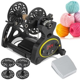 Helivivfy Electric Yarn Winder Kit, Adjustable Speed Compact Yarn Winder with Foot Pedal Controller and 3 Bobbins with Forward and Reverse Function