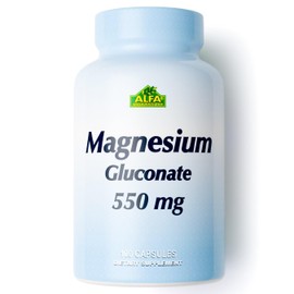 ALFA VITAMINS Magnesium Gluconate 550mg, Dietary Supplement, Supports Muscle & Nerve Function, Bone Health & Bedtime Support, Easy Absorption, Essential Vitamins for Wellness, 100 Tablets