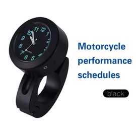 Aluminum Handlebar Mount Watch, Motorcycle Handlebar Mount Clock, Universal 7/8""-1"" Waterproof Motorbike Handlebar Mount Clock Glow Watch (Black)