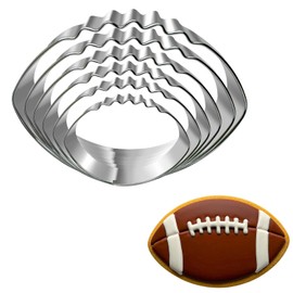 Auktosmn Football Cookie Cutter Set-6 Piece-4.5" 4.0" 3.5" 3.0" 2.5" 2"-Dishwasher Safe-Sports Cookie Cutters Bread and Fondant Baking Molds for Party