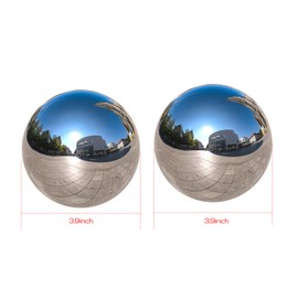 Nerien Gazing Ball, 3.9" Stainless Steel Garden Mirror Globe, Polished Ornament Sphere, Hollow Floating Reflective Hemisphere, for Home Outdoor Pond Housewarming Swimming Pool Decoration, Silver, 2pcs