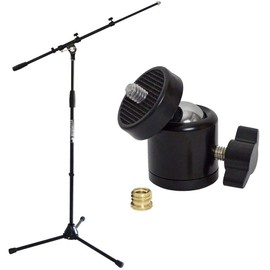 keepdrum Boom Microphone Stand + Ball Joint Tripod Adapter Thread 1/4 to 3/8