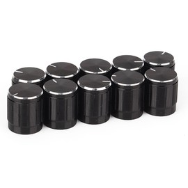 Yibuy 10pcs Aluminum Volume Control Dome Knob Swivel Knob for Electric Guitar Bass Black Inner Diameter 6mm