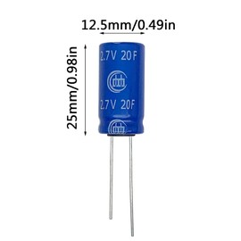 Cermant 5 pcs 12.5X25mm(0.49x0.98in) Super Capacitor 2.7V 20F Farad Capacitance Winding Type Energy Storage for On Board Backup Energy Storage