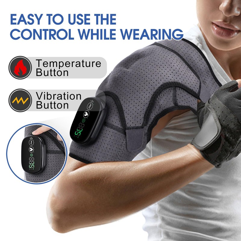 Cordless Shoulder Heating Pad, Heated Shoulder Wrap with Vibration, Shoulder