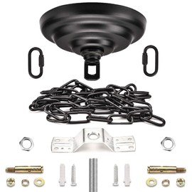 ROJOSER Heavy Duty Canopy Kit and 3.2 feet Pendant Light Fixture Chain for Chandelier or Swag Light Fixtures,Vintage Black