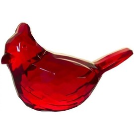 Nlinlin 1Pc Red Acrylic Cardinal Figurine Home Decor Glass Red Bird Statue for Illuminated Home Display Collectible