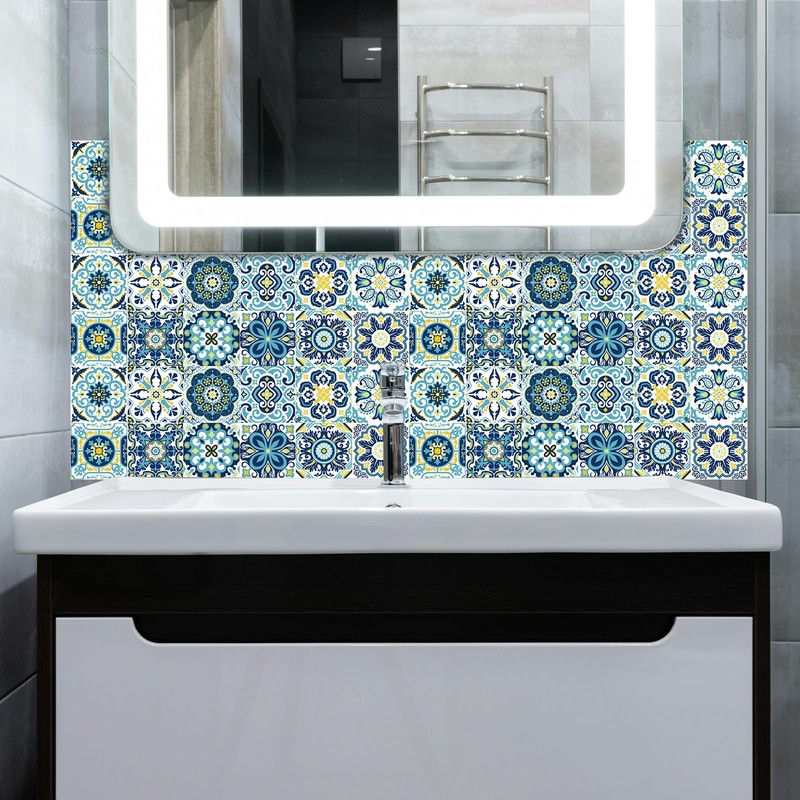 AWLZJZQA 24 PCS Retro Mexican Tile Stickers Peel and Stick