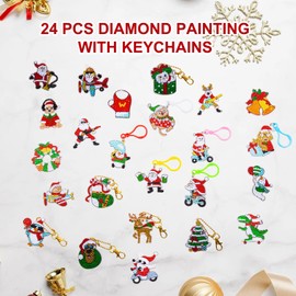 24Pcs Diamond Art Kits for Kids - Diamond Painting Kits Keychain, Arts and Crafts for Kids Ages 6-8-12, Gem Art As Christmas Gift Ideas for Girls Boys, Small Keychain, Kids Craft Age 6+