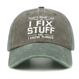 Waldeal I Fix Stuff Dad Hat for Men, Mechanic Cap Gift for Dads, Husband, Grandpa, Retirement Birthday Gifts, Vintage Two-Tone Work Baseball Cap Green