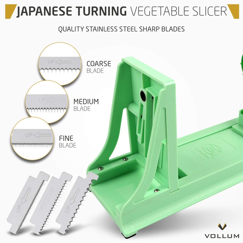 Vollum Japanese Turning Vegetable Spiralizer, Veggie Spiralizer For Fresh Zucchini,