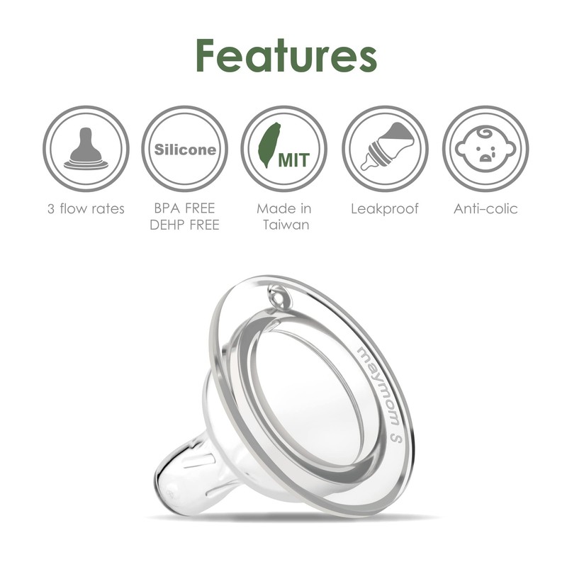 Maymom Pezón de silicona de flujo rápido, 4 unidades