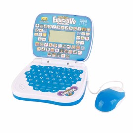 Zerodis Computadora Portátil de Aprendizaje para Niños, Teclado de Mouse Música Hermosa Computadora Portátil de Aprendizaje Bilingüe para Niños Inglés para el Juego Diario (Azul)