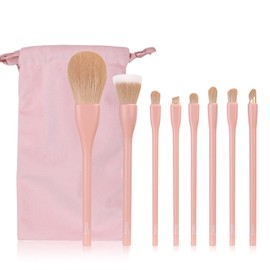 MSQ Make Up Brushes 8Pcs Makeup Brush Set Powder Brush Concealer Blending Brushes Set Stipping Brush Eyeshadow Brushes (Pink)