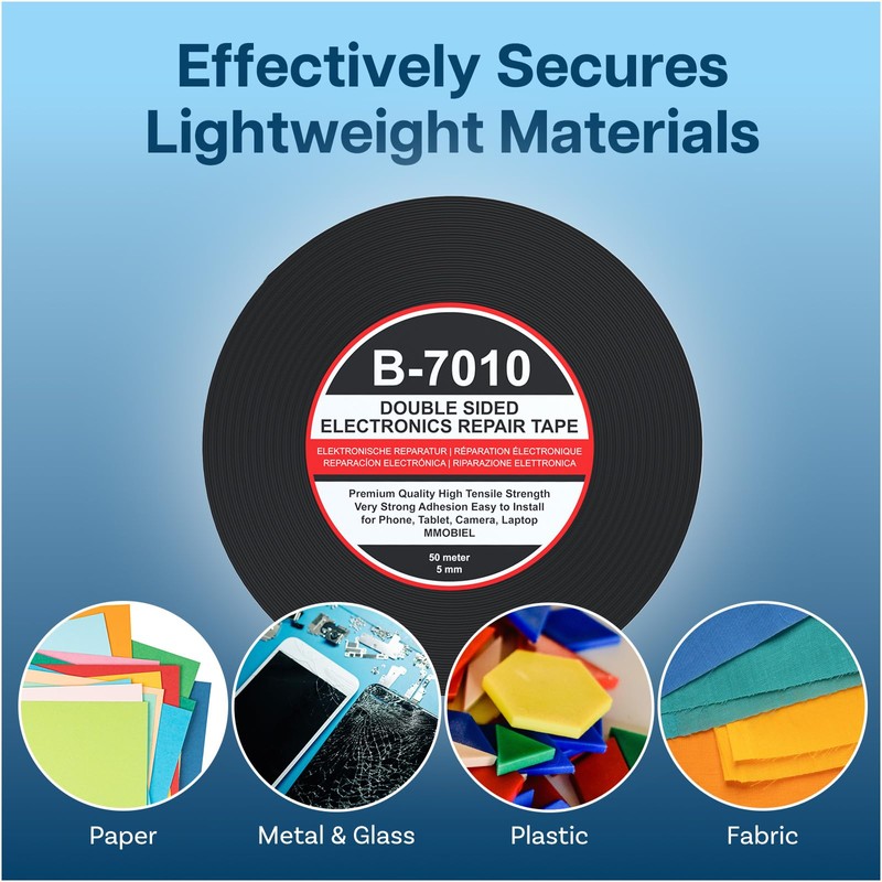 MMOBIEL Double Sided Adhesive Tape 5mm 50m Roll (164ft) Black