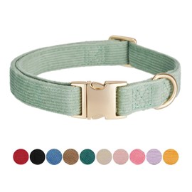 Petiry Green Dog Collar with Safety Metal Buckle Adjustable Durable Comfort Velvet Corduroy Dogs Collar for large Dogs Neck 40-66cm,Laurel Green