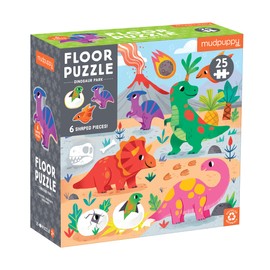 Mudpuppy’s Dinosaur Park 25 Piece Floor Puzzle, Features 25 Colorful, Oversized Pieces, Includes 6 Special Shaped Pieces of Your Favorite Dinos, Perfect for Kids Ages 2+, Great Gift Idea!