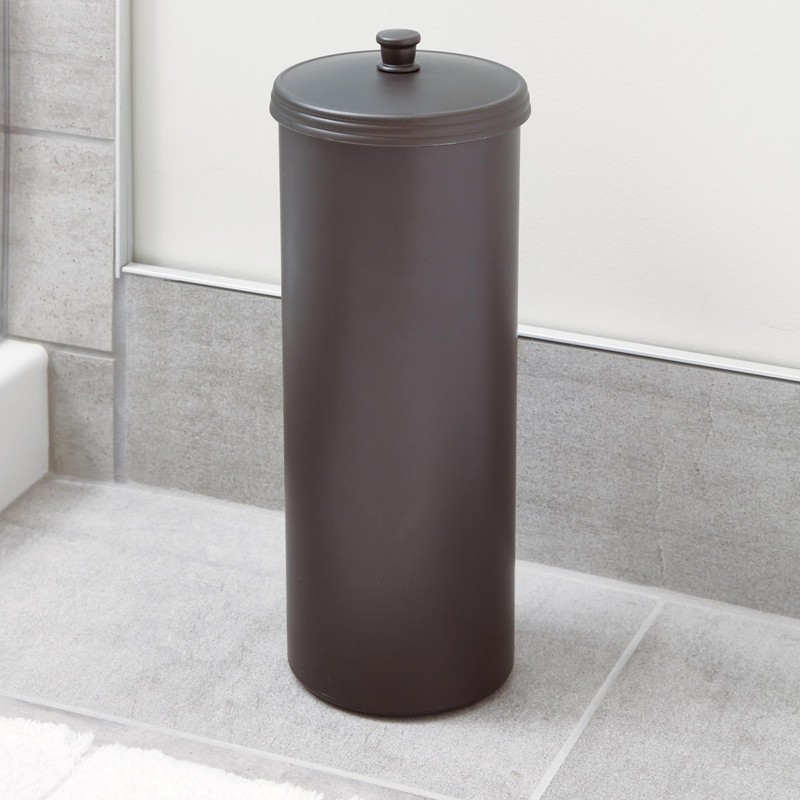 iDesign Freestanding Bathroom Toilet Paper Storage Holder with Lid for