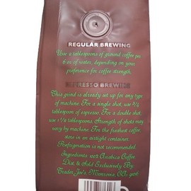Trader Joe's Shade Grown Ground Espresso Blend Dark Roast Fine Grind 14 oz. (Pack of 2)