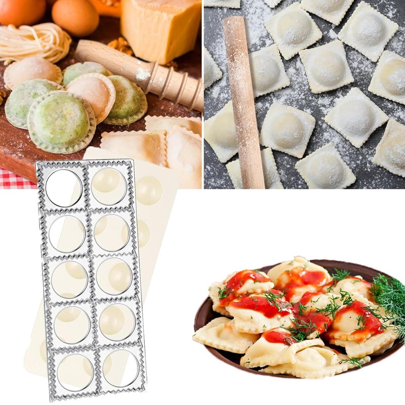 8 Pcs Ravioli Mold Set Include Ravioli Maker Press ，Dough