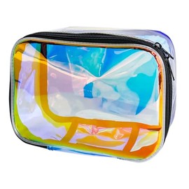 TotePrint Rainbow Makeup Bag Large Capacity Transparent Storage Bag Wash Bag Portable Zipper Bag Waterproof Cosmetic Gift Bag Woman, 437-1, Clear